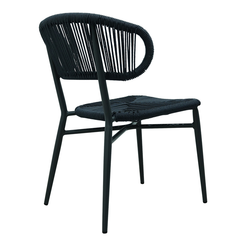 Aluminum-pe rattan chair Agus pakoworld stackable in gray shade 55x63x77cm