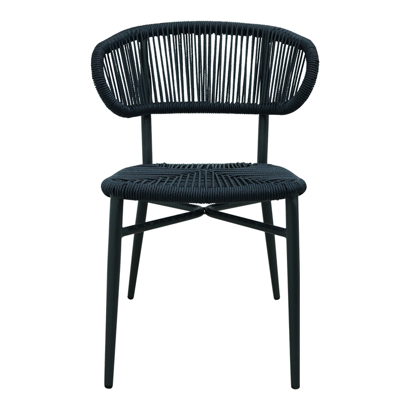 Aluminum-pe rattan chair Agus pakoworld stackable in gray shade 55x63x77cm