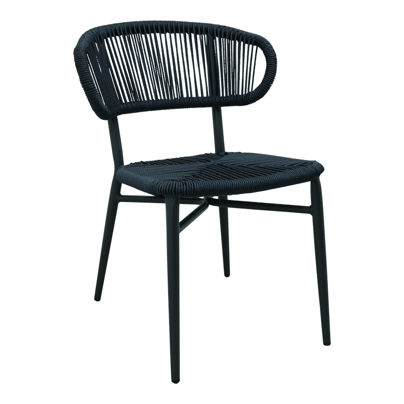 Aluminum-pe rattan chair Agus pakoworld stackable in gray shade 55x63x77cm