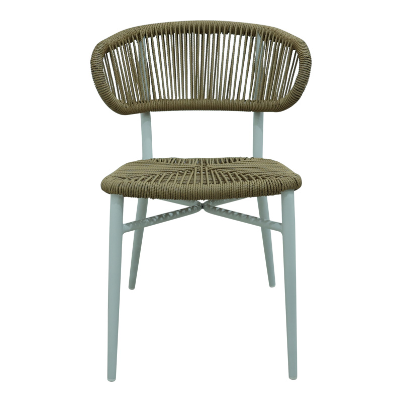 Aluminum-pe rattan chair Agus pakoworld stackable in white shade 55x63x77cm