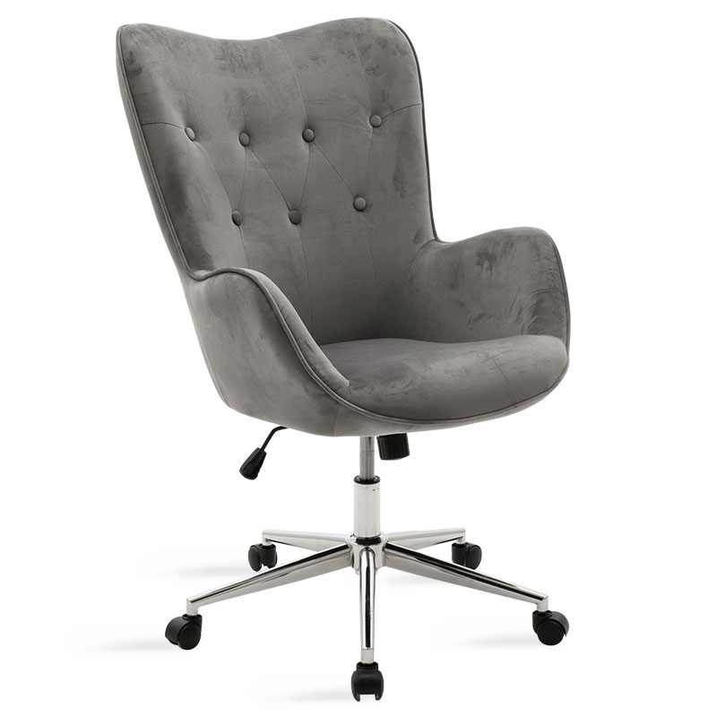 Manager office chair Kido pakoworld in grey velvet color