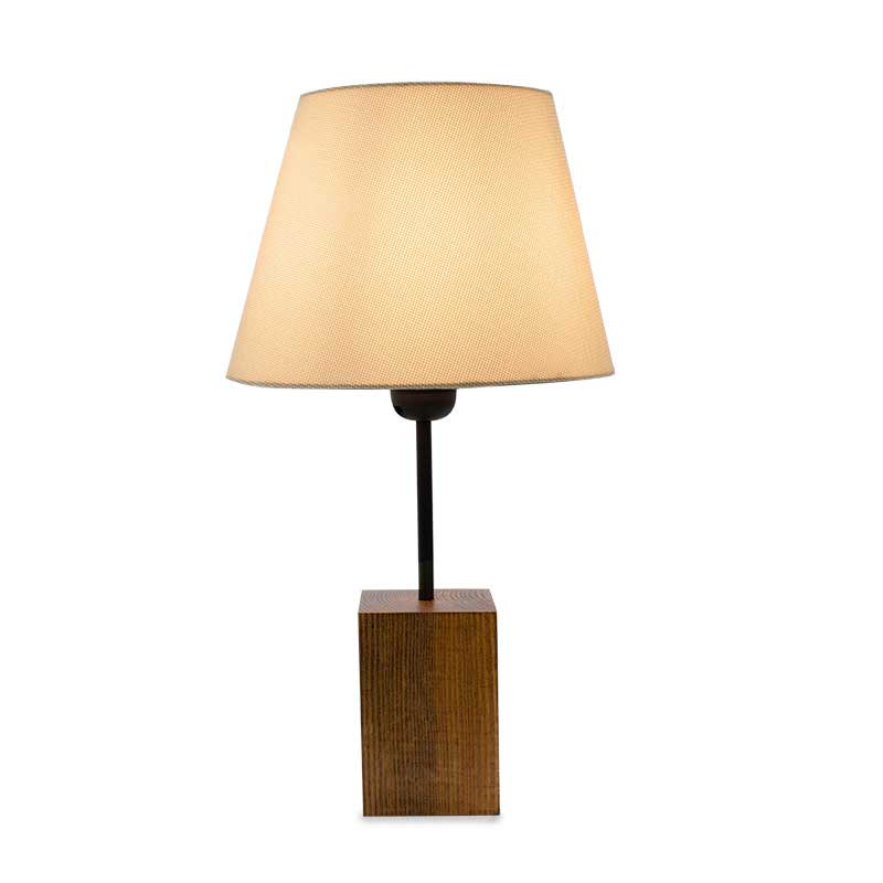 Table wooden Lamp Hapiness  pakoworld Ε27 with ecru fabric shade D14-22x41cm