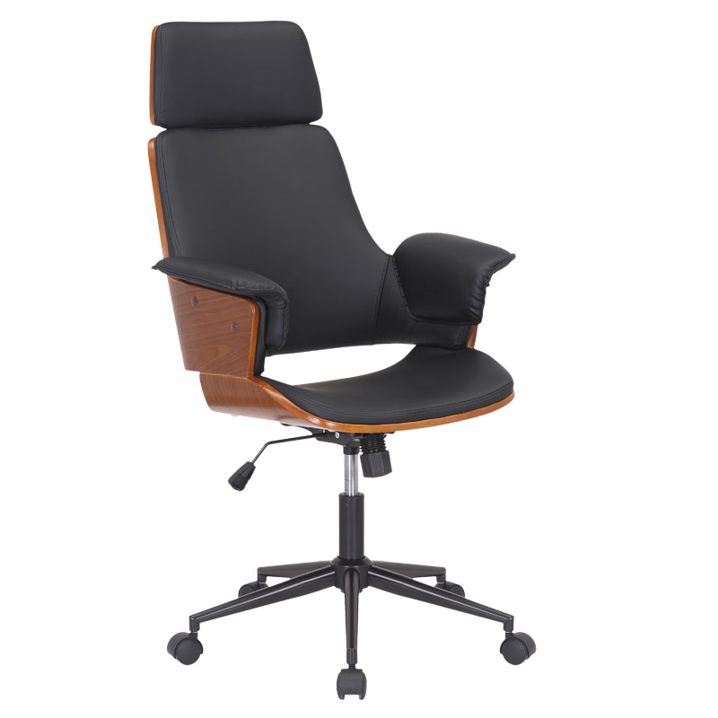 Manager office chair Hermanos pakoworld with black pu - walnut wood