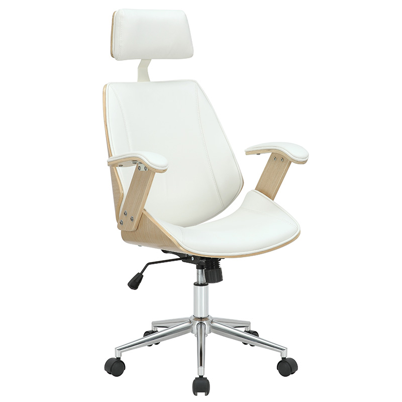 Manager office chair Fern pakoworld PU white-natural wood