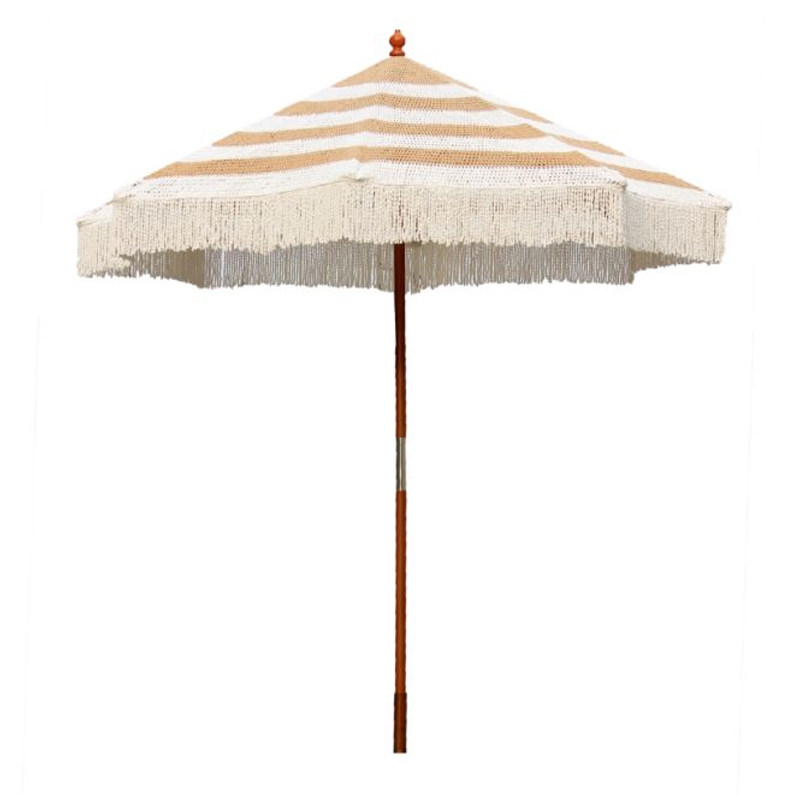 Umbrella pakoworld wood-macramé D2.75x2.62 m ecru