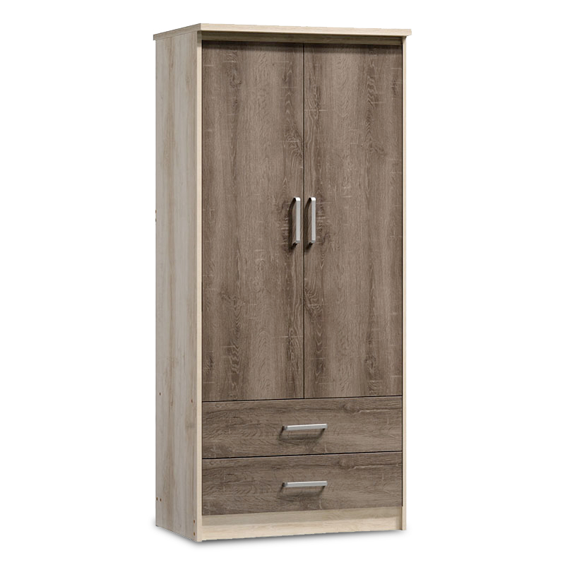 Wardrobe Olympus pakoworld with 2 doors and drawers in castillo-toro colour 81x57x183