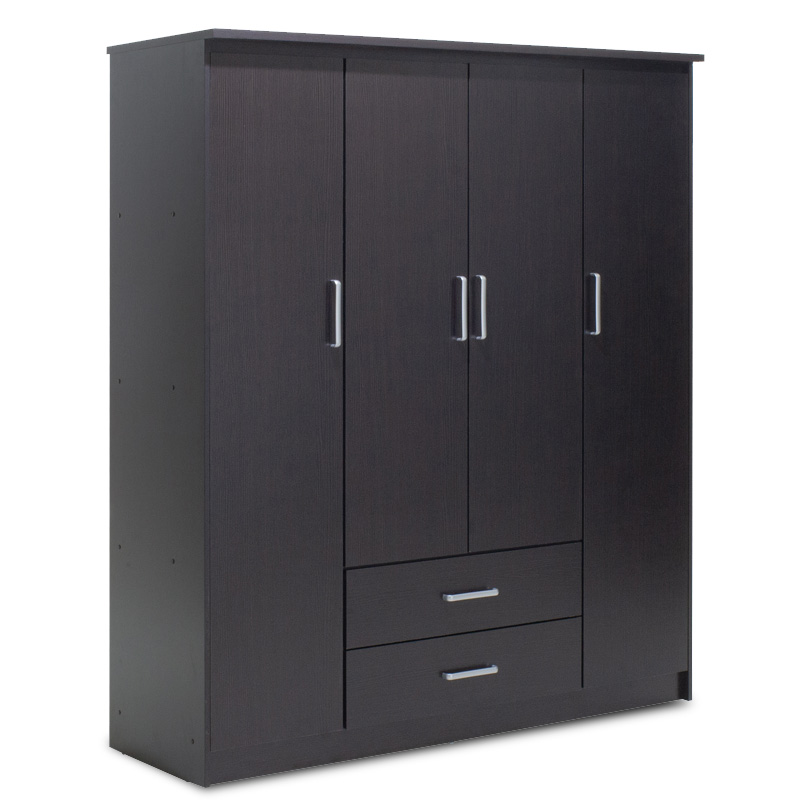 Wardrobe Olympus pakoworld with 4 doors and drawers in wenge colour 159x57x183
