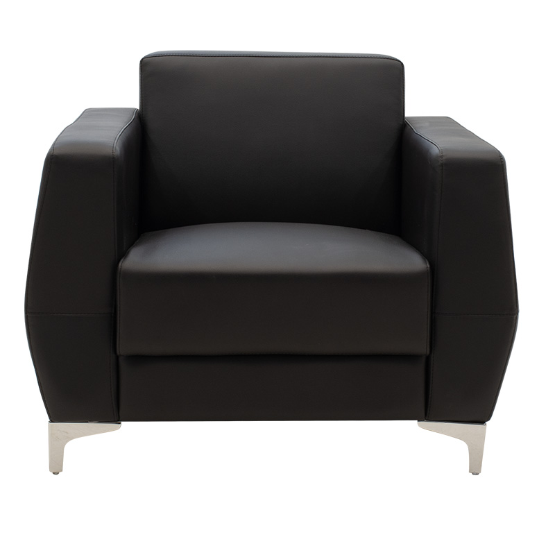 Dermis armchair pakoworld inox with pu in black colour 88x75x75cm