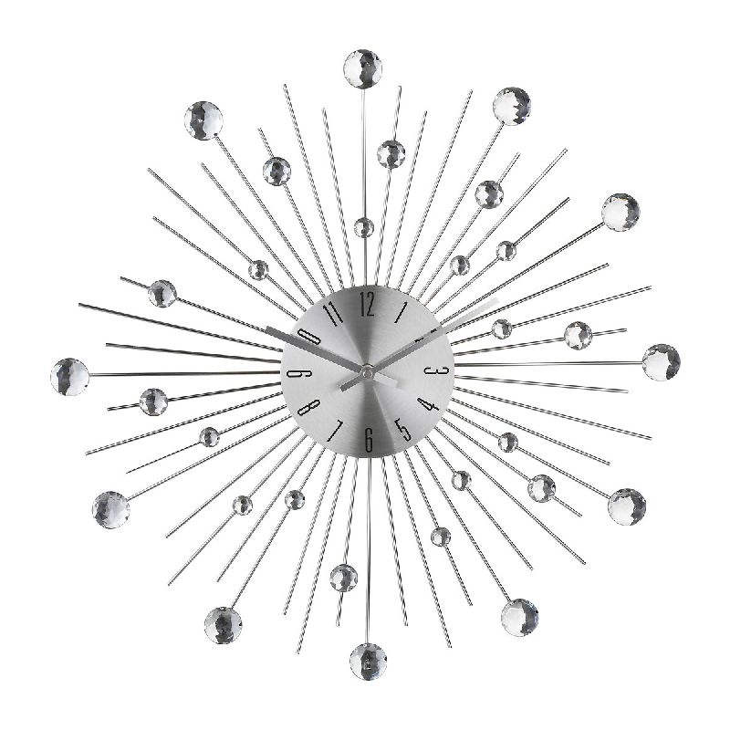 Clock PWD-0077  pakoworld metal silver D50x4cm