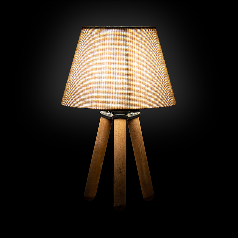 Table lamp PWL-1071 pakoworld Ε27 beige brown-walnut D22x32cm