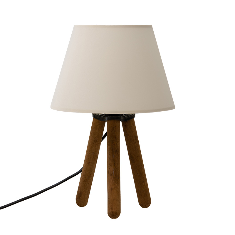 Table lamp PWL-1071 pakoworld Ε27 ecru-walnut D22x32cm