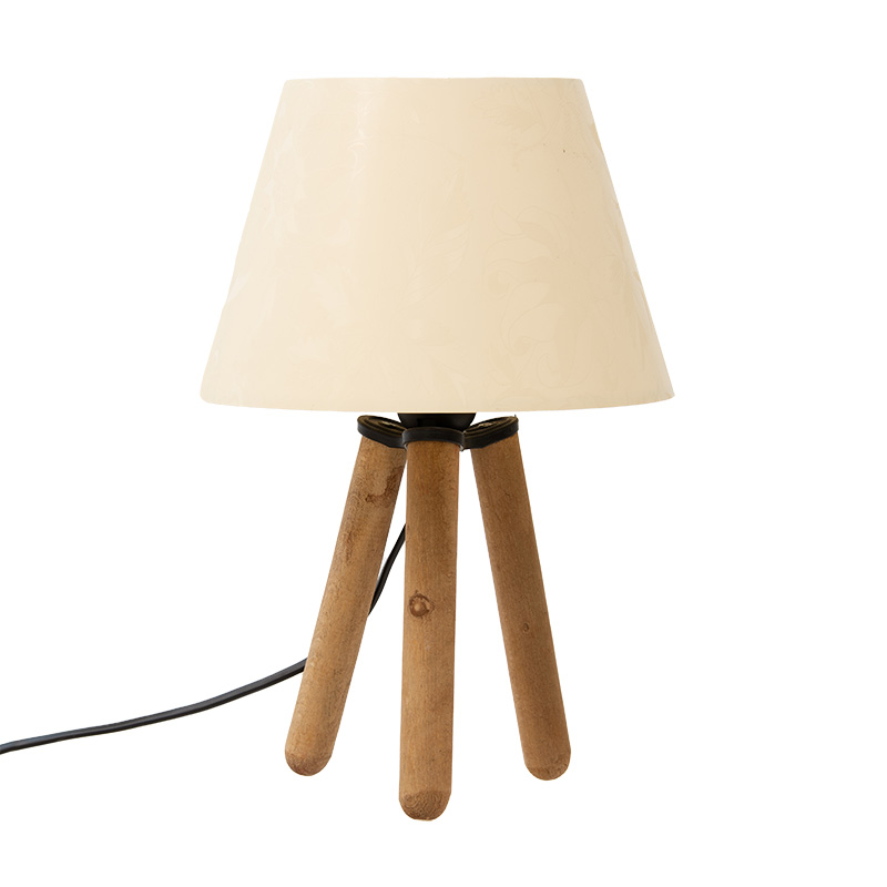 Table lamp PWL-1071 pakoworld Ε27 ecru-walnut D22x32cm