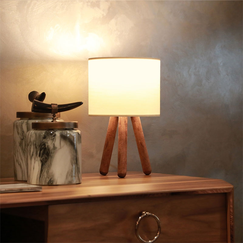 Table lamp PWL-1151 pakoworld E27 beige-walnut D19x32cm